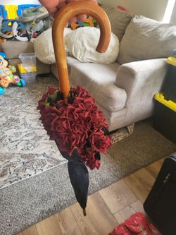 Beautiful black and burgundy umbrella