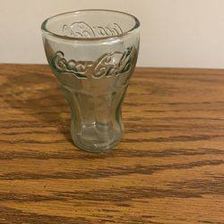 Vintage Miniature 3” Coca Cola Green Embossed Glass