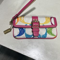 Coach Limited Edition Poppy Embroidered Signature Wristlet