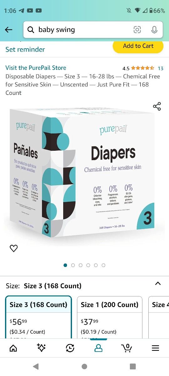 Diapers size 3 - 16-28 lbs
