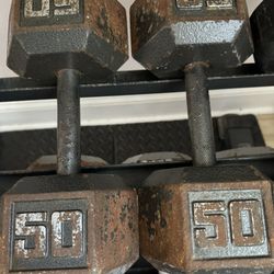 50 Lb Dumbbells Hex Steel