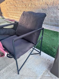 Sling Accent Chair, Cozy Living Room Chairs, Black Cozy Living Room Chairs, Square Metal Frame, Upholstered Soft Cushion, Sponge, 27.6"x27.6“x32.3, Ea