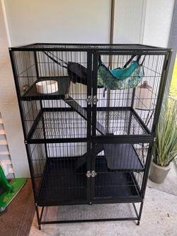 Large Black Multi-Level Small Animal Cage