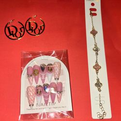 Bracelet Earrings And Nail Set