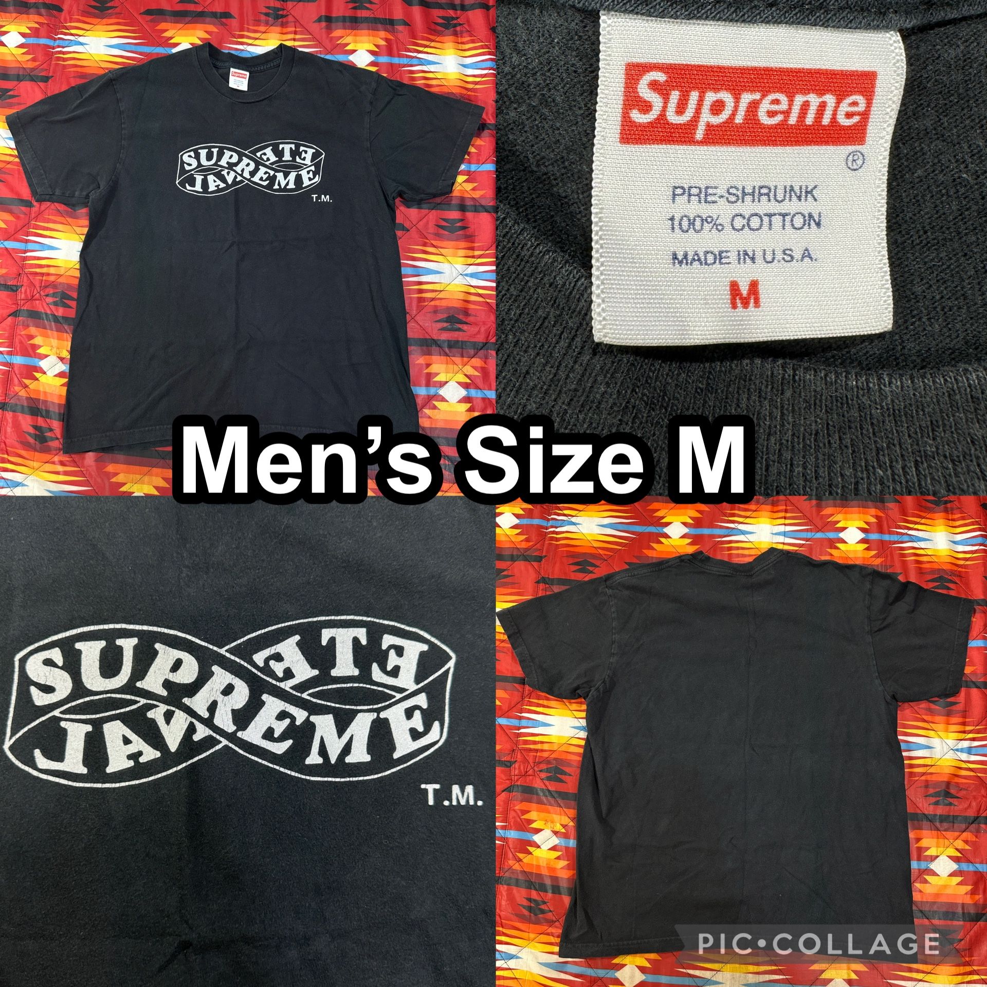 Supreme Eternal Tee Faded Black T-Shirt (FW18) Men’s Size Medium Made In USA