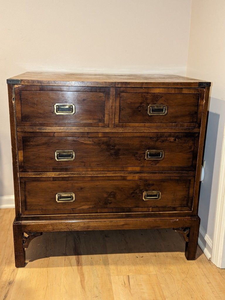 Vintage Military Campaign Style Faux Front Storage Cabinet