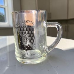 Vintage USS Lafayette SSBN-616 Submarine Glass Mug - Blue Crew