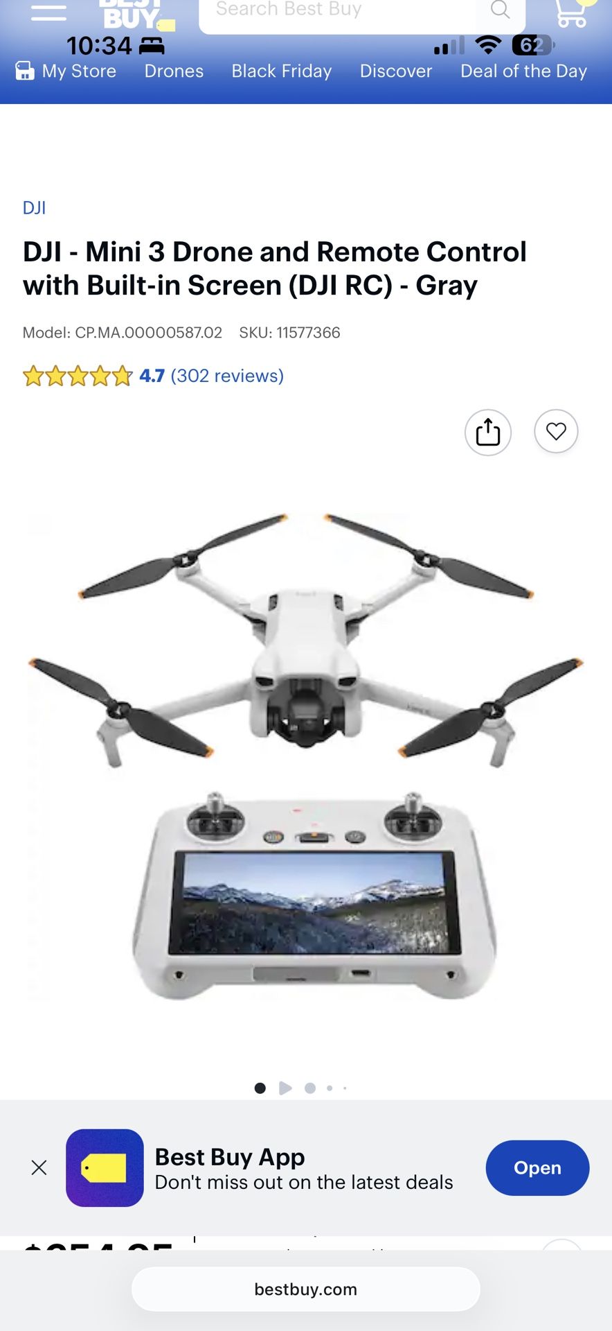 DJI - Mini 3 Drone and Remote Control with Built-in Screen (DJI RC) - Gray