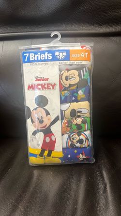 7 PR BOYS DISNEY MICKEY MOUSE BRIEFS UNDERWEAR SZ 4T NEW