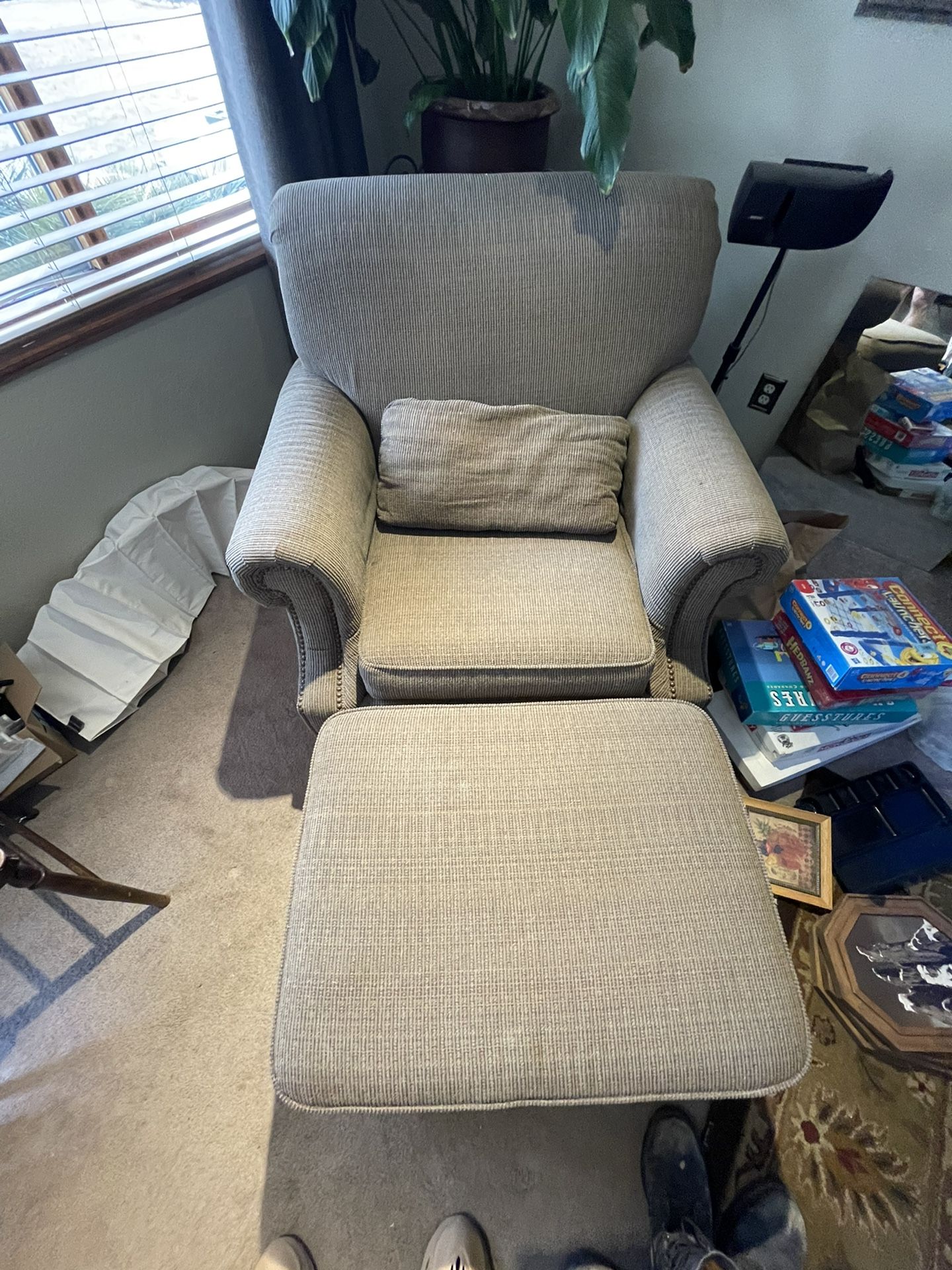 Comfy Chair And Ottoman And Pillow