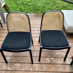 CB2 Nadia Black Cane Dining Chairs