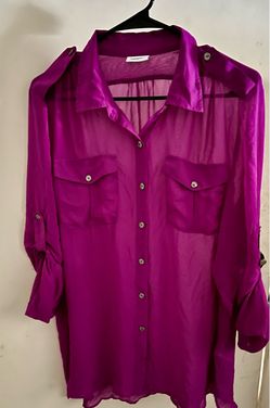 Women’s DKNYC Chiffon Purple Sheer Blouse