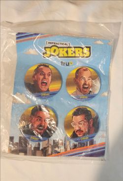 NEW SEALED IMPRACTICAL JOKERS  SET OF 4 BUTTON PINS 2 1/2" TRU TV