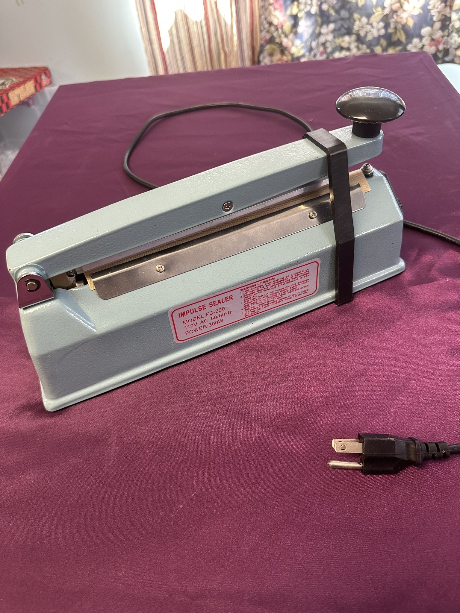 Tabletop FS-200 8" Heat Sealing Hand Impulse Sealer Machine Poly Free Element 300W New