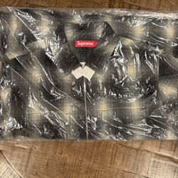Supreme Fall/Winter 25’ Week 1 Studded Shadow Plaid Zip Up Shirt Black Size L