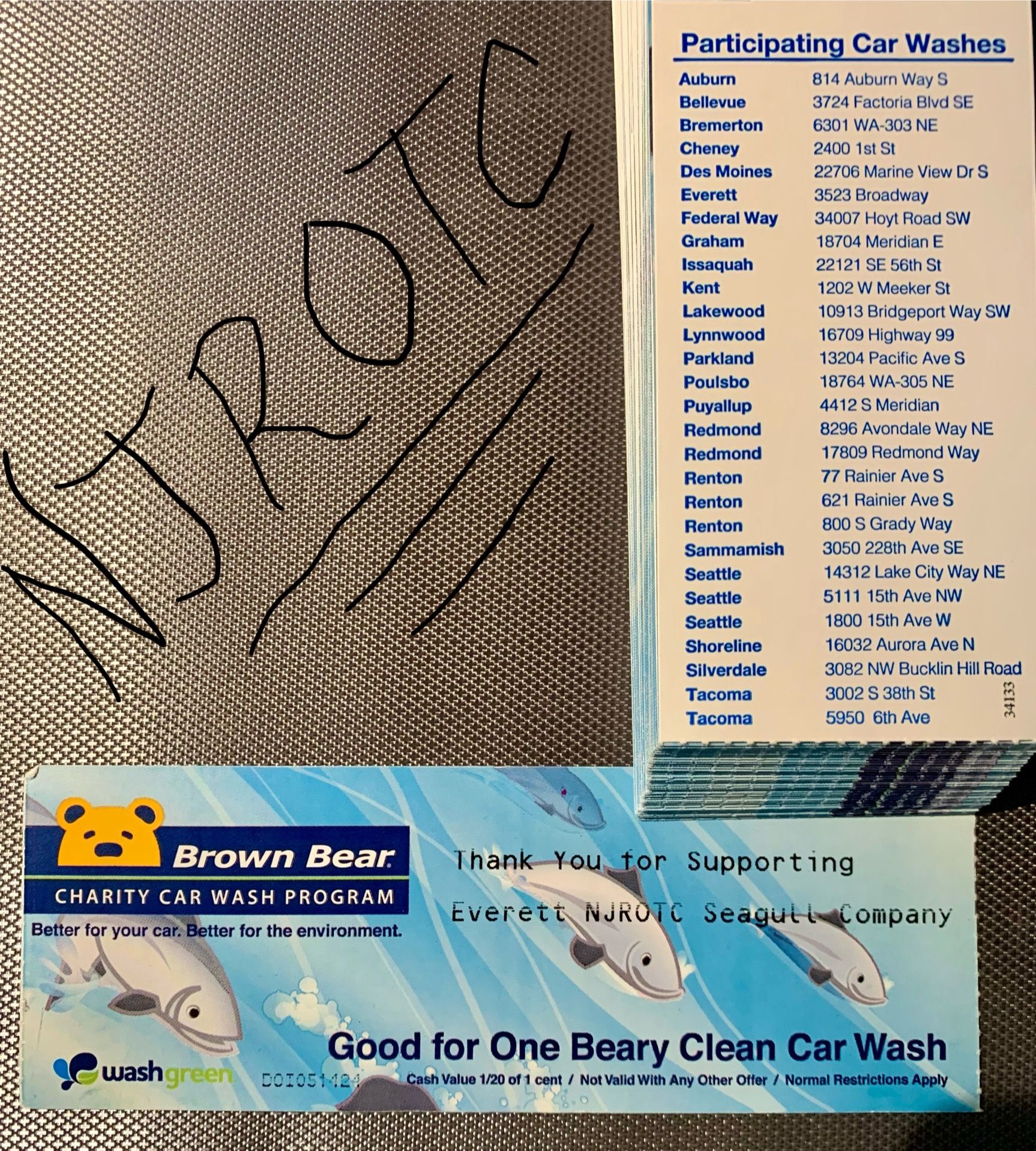 Brown Bear Car Wash Tickets