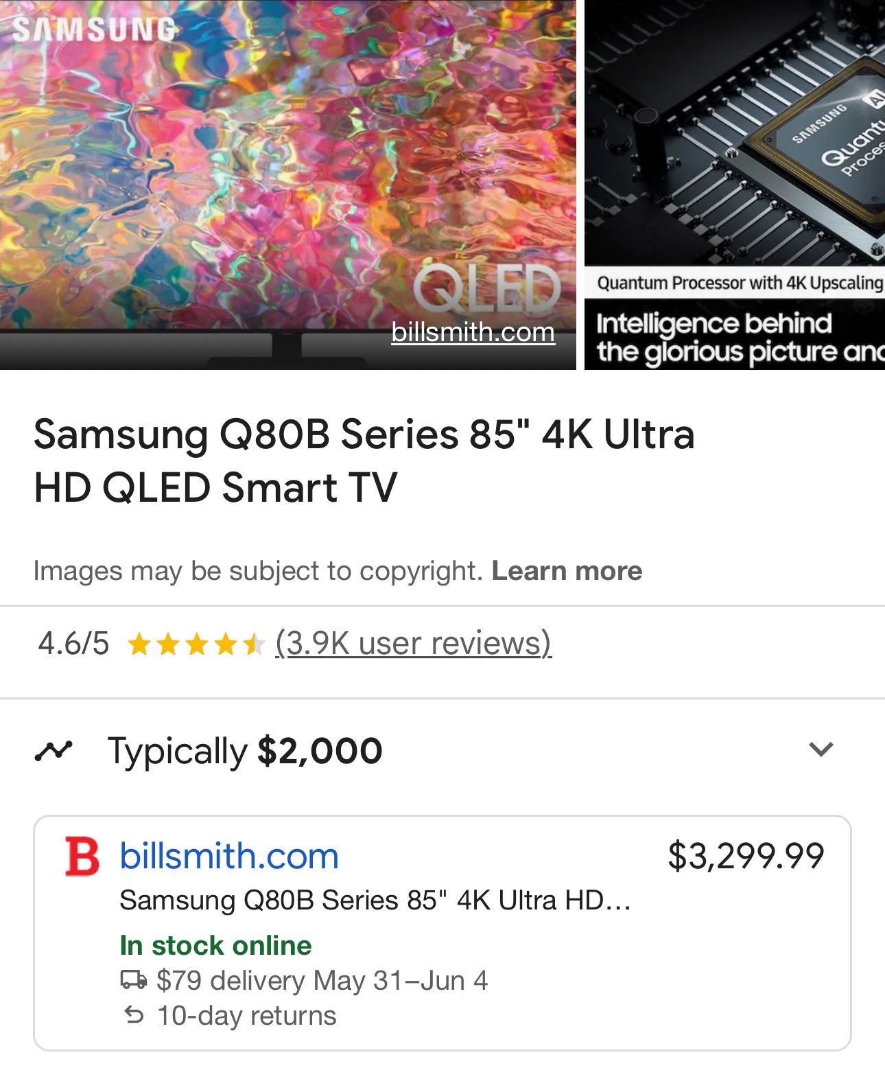 Samsung Q80bd 85” Tv
