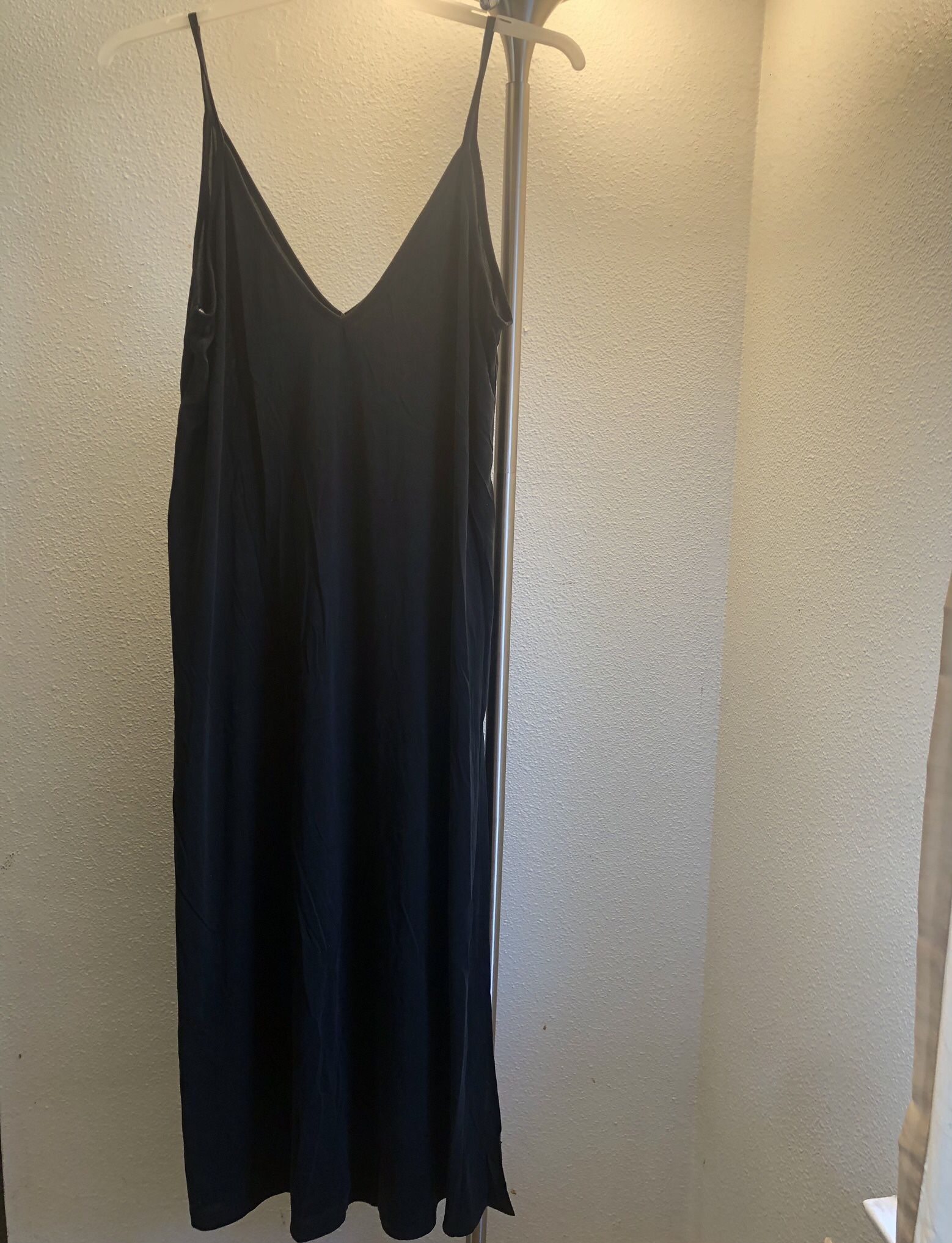 Long Black, V-neck, Side Sexy Slit, Medium