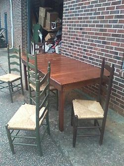 Farm table and 5 ladder back chairs