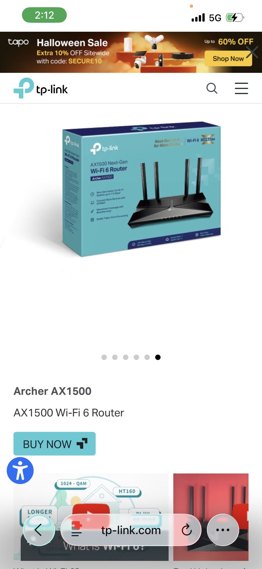 Archer AX1500 AX1500 Wi-Fi 6 Router