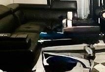 Black leather sofa