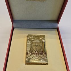 Pure Copper Butane Gas Lighter, Hand-Carved Shield Retro Lighter, Side-Slide Ignition Torch Lighter, Classic Soft Flame Lighter, Adjustable Flame Size