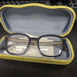 Gucci GG0184O 001 Black Gold Square Unisex Eyeglasses