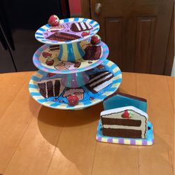 3-tier Ceramic Treats Display And Napkin Holder
