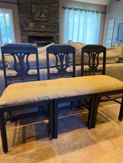 Repurposed Chair Bench with Burlap Seat