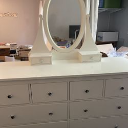 Large white dresser with mirror