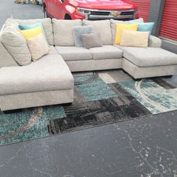 Grey Double Chaise U Sectional 