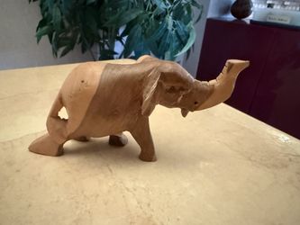 Hand-Carved Wood Elephant Figurine