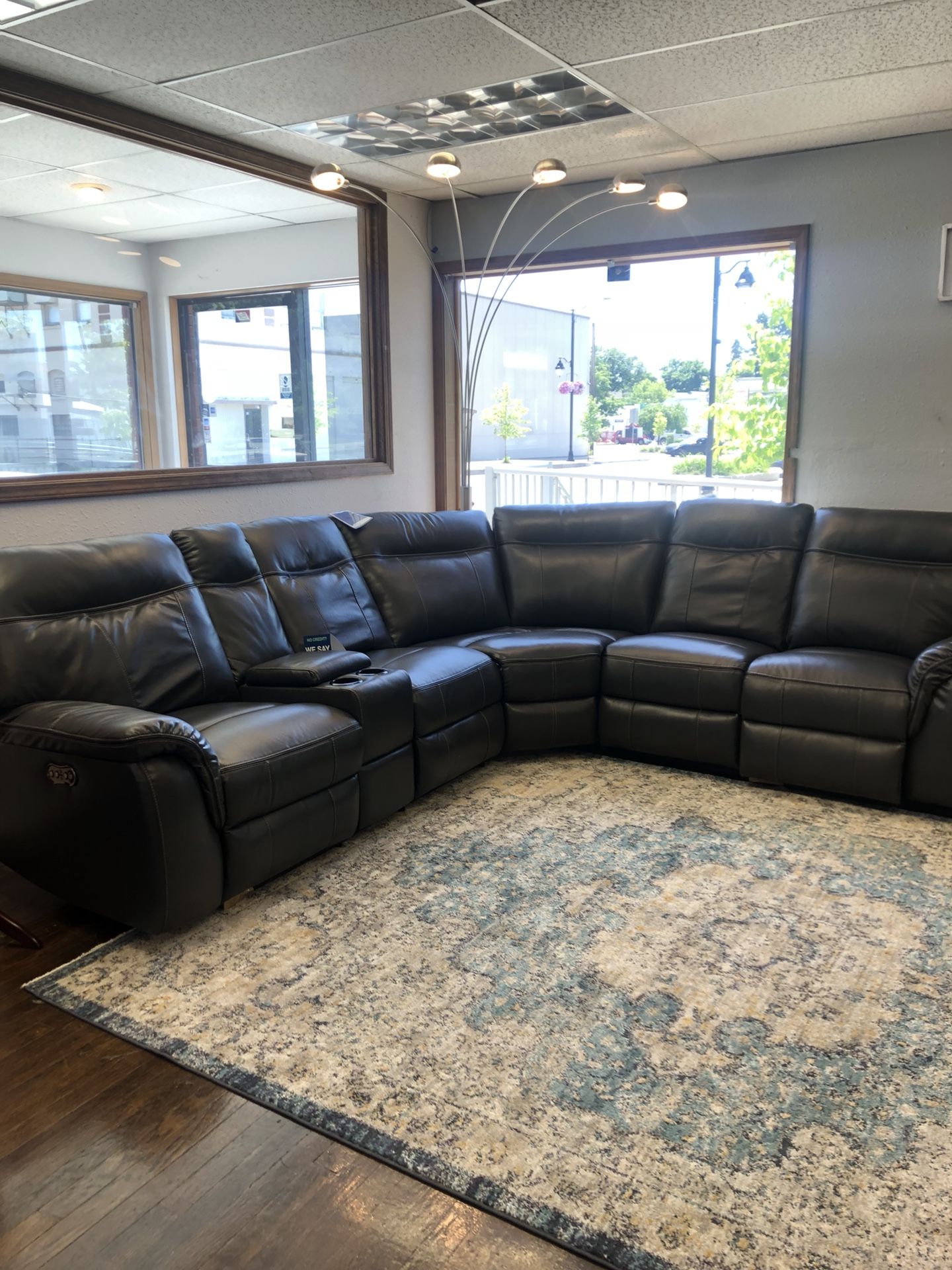 Grey Sectional Leather Financing Available