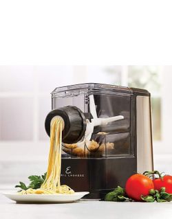 EMERIL LAGASSE Pasta & Beyond, Automatic Pasta, Juice and Frozen Desserts Maker 8 Pasta Shaping Discs, Black