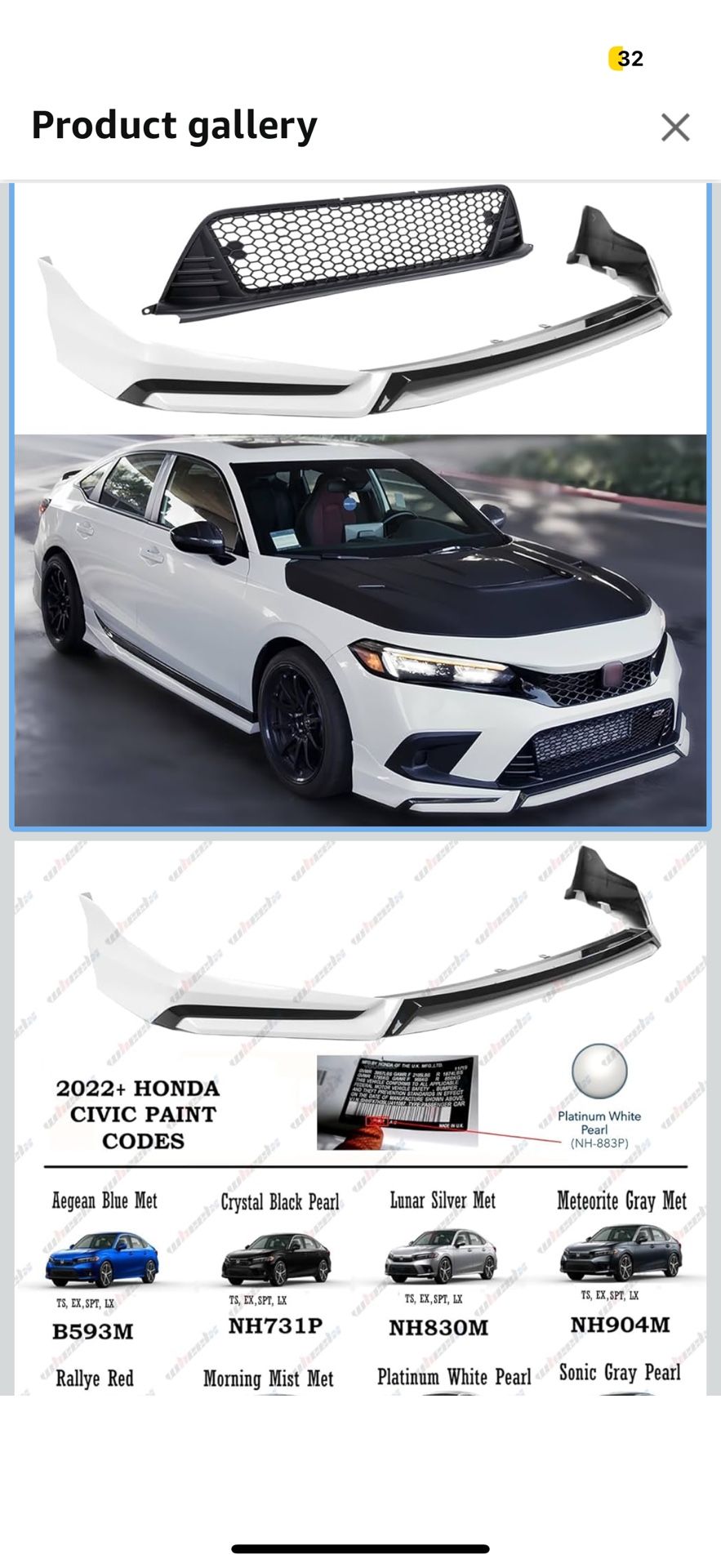 Honda civic front lip 2022-2024