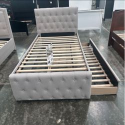 Twin/twin Size Grau frenchi Trundle Bed With Ortho Mattress