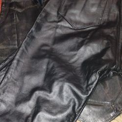 Black Leather Riding Pants And Vest