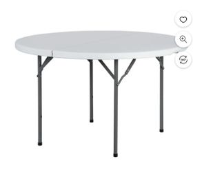 48" Round Foldable Table Portable Plastic Dining Table, White
