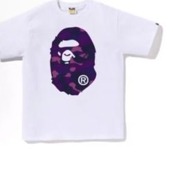 White on Purple Bape Tee Shirt Xl
