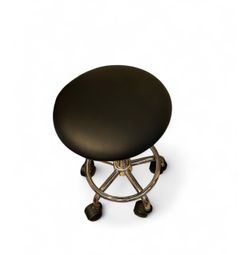 Round Rolling Stool Chair Faux Leather Height Adjustable Swivel Light Weight Chair Salon & Spa, Stool Chair Small Equipment Furniture (Black)