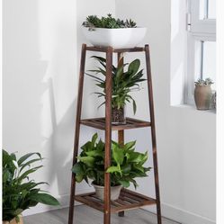 3 Tier Plant Stand for Indoor Plants Outdoor Tall Multi-Tiered Plant Shelf for Multiple Plants Flower Pot Holder Wood Planter Display Shelving for Pat