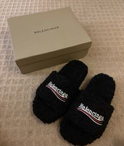 Black Balenciaga slides