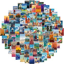 108pcs Scenery Posters Magazine Style Vintage Journal Material Collage Photo Sticker Pack Back To School School Supplies