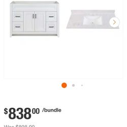 ✨️ Home Decorators Collection Ridge 48 in. W x 22 in. D x 34 in. H Bath Vanity Cabinet with Top in Bianco Anticow 2276