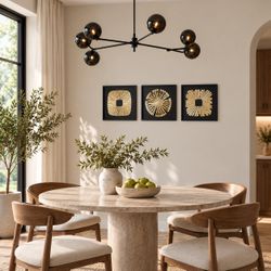 Modern Black Gold Abstract Metal Wall Art – Set of 3 for Living Room Decor，A2661