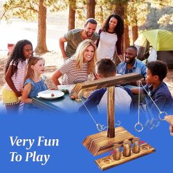 Ring Toss Games for Adults, Yard Games, Patio Decor, Outdoor Indoor Games, Wooden Hook and Ring Game for Bars, Home, Party, 15.7" X 13" Large Size