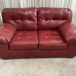 Ashley Furniture Red Two Seater Durablend Leather Sofa