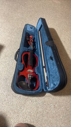 Cecilio Left-Handed Electric Violin with Ebony Fittings - Yellow Maple Metallic