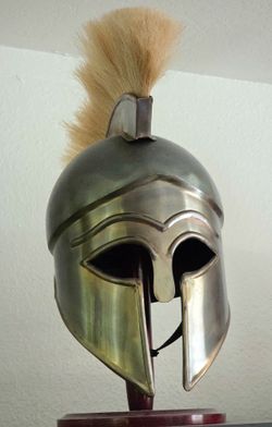 Greek Spartan Metal Helmet Athena Odyssey Halloween Costume Cosplay