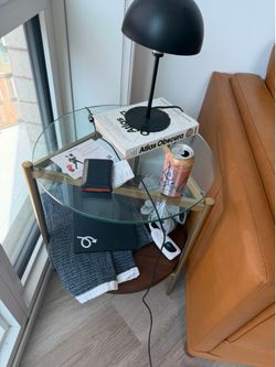 Crate & Barrel Round Glass Side Table